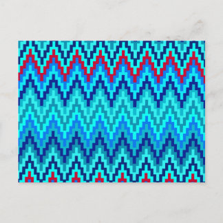Cartão Postal Padrão de Faixa Zig Zag Geométrica Ikat Chevron Az