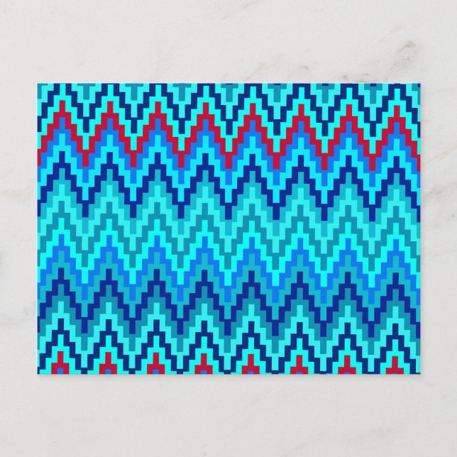 Cartão Postal Padrão de Faixa Zig Zag Geométrica Ikat Chevron Az (Frente)