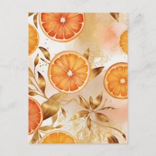 Cartão Postal Padrão de Fatia de Laranja Dourada