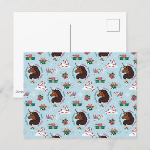 Cartão Postal Padrão de Feriado Afro Unicorn