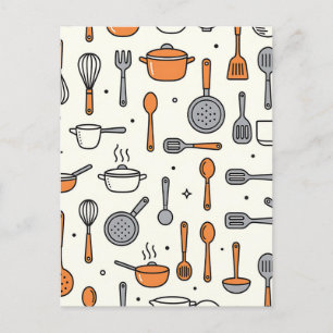 Cartão Postal Padrão de Ferramentas de Cozinha Fofo