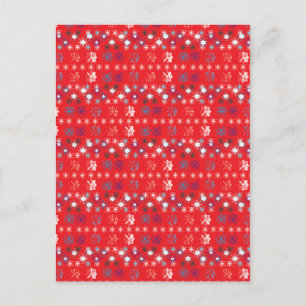 Cartão Postal Padrão de floco de neve moderno de Natal Vermelho