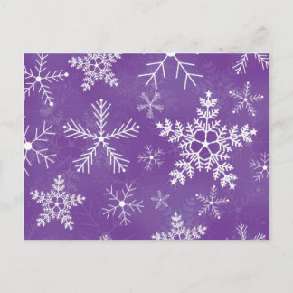 Cartão Postal Padrão de Floco de Neve Púrpura e Branca
