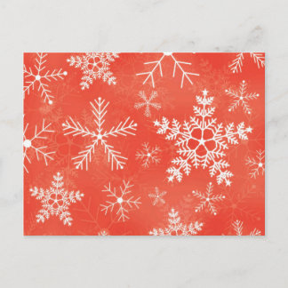 Cartão Postal Padrão de Floco de Neve Vermelho e Branco