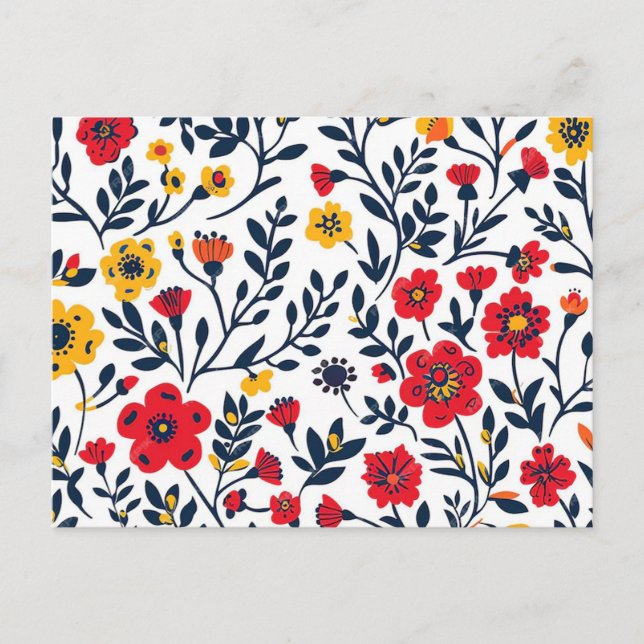 Cartão Postal Padrão de flor (Frente)