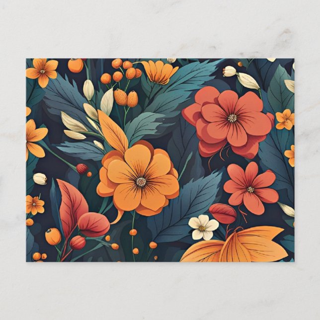 Cartão Postal Padrão de Flor Colorida (Frente)