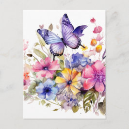 Cartão Postal Padrão de flor de borboleta