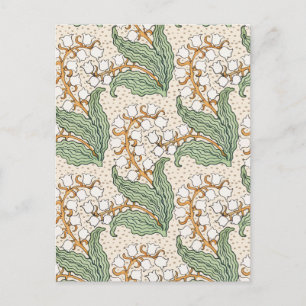 Cartão Postal Padrão de flor de lírio-do-vale art nouveau LRG