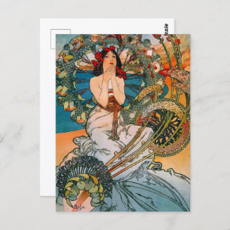 Cartão Postal Padrão de Flor Elegante Lady & Bird 1897