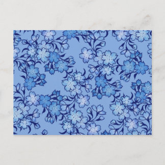 Cartão Postal Padrão de Flor Primavera do Vintage Baby Blue