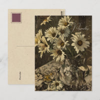 Padrão de Flor Silvestre Daisy Vintage Foto Antiga