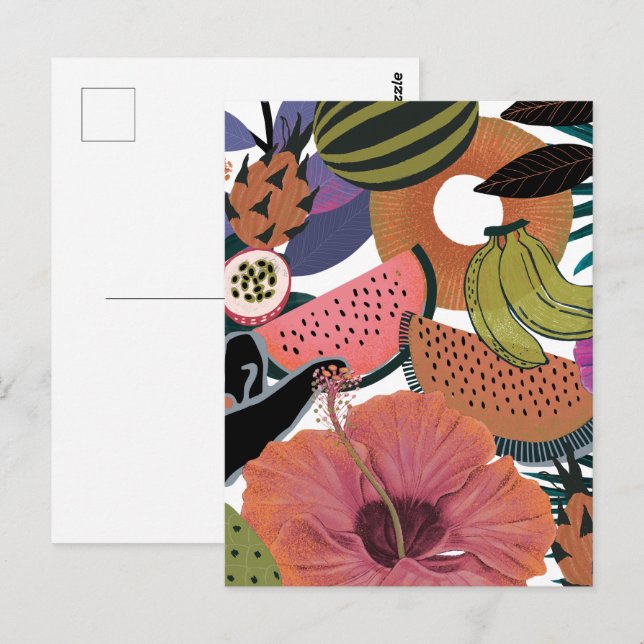 Cartão Postal Padrão de flor tropical (Frente/Verso)
