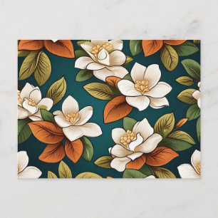 Cartão Postal Padrão de Flores de Gardenia Intrincadas