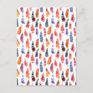 Cartão Postal Padrão de flores de lupino feminino com aquarela c