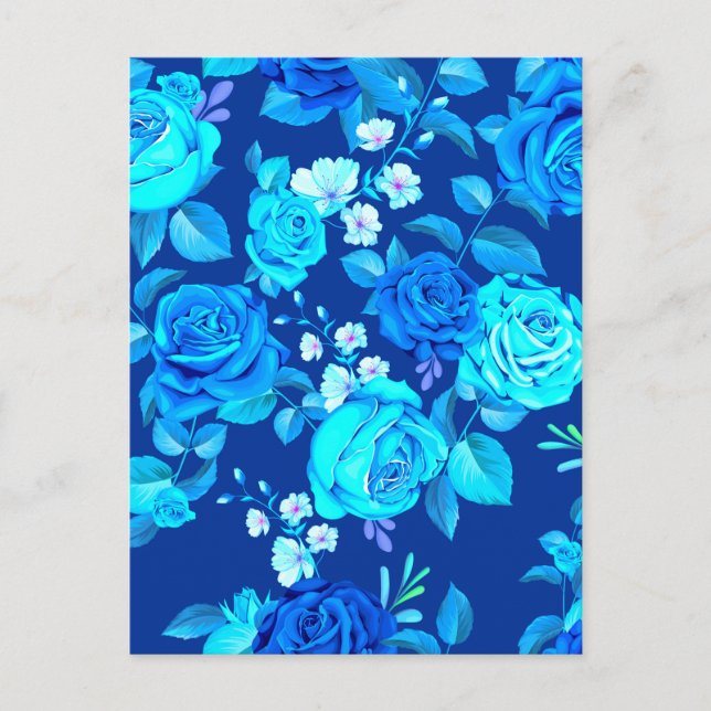 Cartão Postal Padrão de Flores de Rosa Azul Clássica-87600 (Frente)
