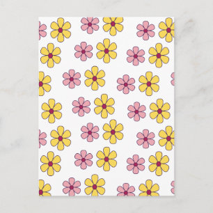 Cartão Postal Padrão de flores grandes fofas