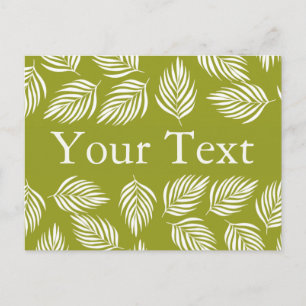 Cartão Postal Padrão de Folhas Verde Lima Decorativas com Texto