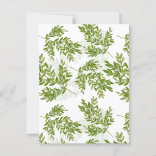 Cartão Postal Padrão de Folheto Verde de Aquarela em Amarelo