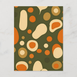 Cartão Postal Padrão de Formas Orgânicas Abstratas Retrô