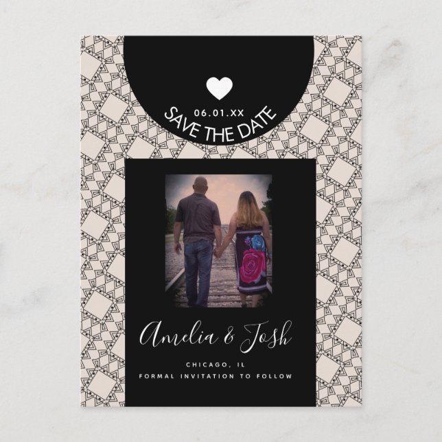 Cartão Postal Padrão de Formas Pretas Modernas Salvar o Cartão-P (Frente)