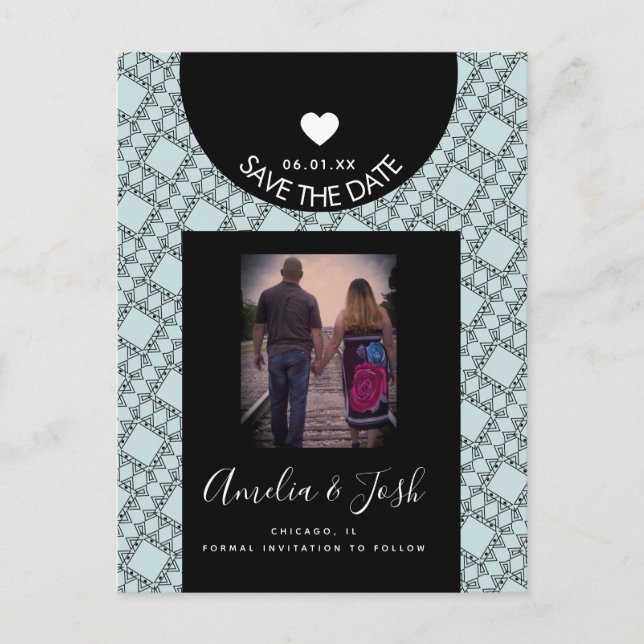 Cartão Postal Padrão de Formas Pretas Modernas Salvar o Cartão-P (Frente)