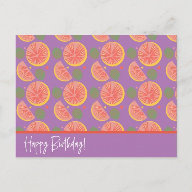 Cartão Postal Padrão de fruta de toranja Confetti (Frente)