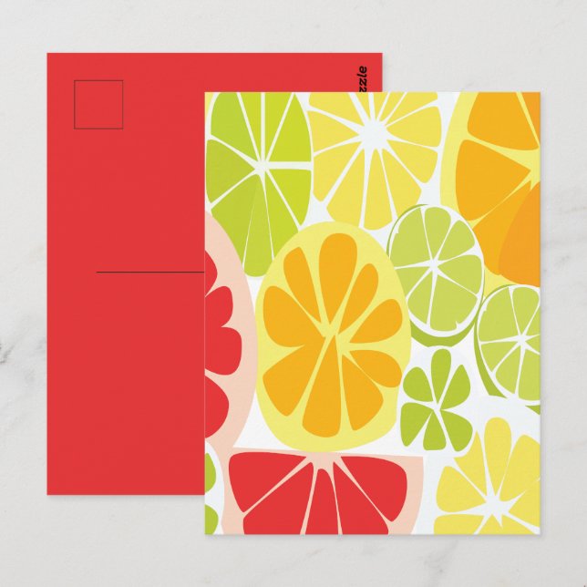 Cartão Postal Padrão de Frutas Cítricas (Frente/Verso)