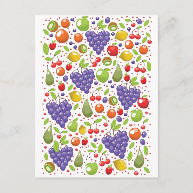 Cartão Postal Padrão de frutas fofas (Frente)