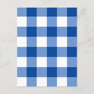 Cartão Postal Padrão de gingham azul