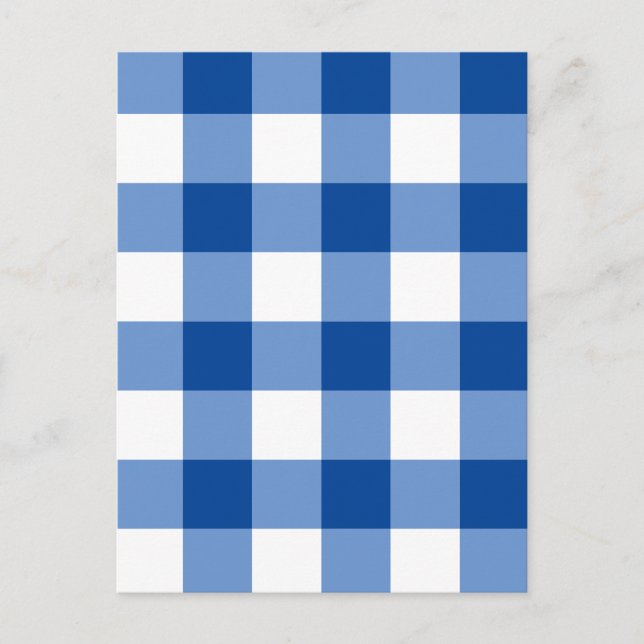 Cartão Postal Padrão de gingham azul (Frente)