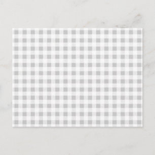 Cartão Postal Padrão de Gingham Branco da cinza