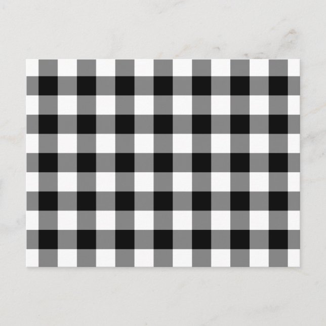 Cartão Postal Padrão de Gingham Preto e Branco (Frente)