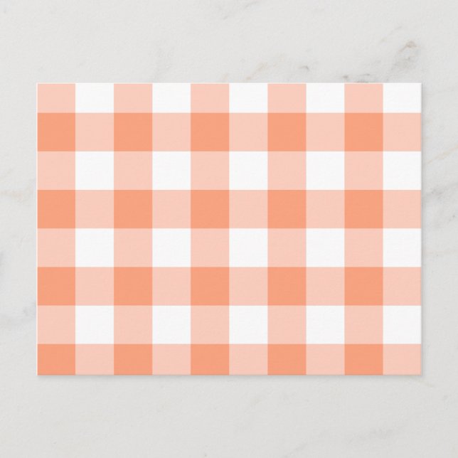 Cartão Postal Padrão de Gingham Salmon Light (Frente)