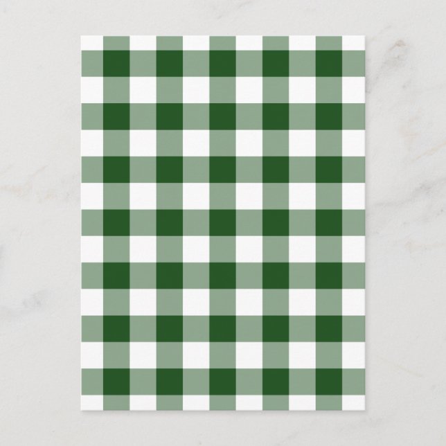 Cartão Postal Padrão de Gingham Verde e Branco (Frente)