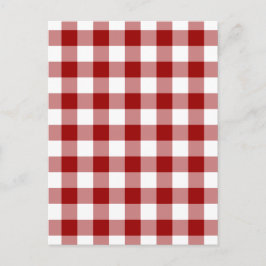 Cartão Postal Padrão de Gingham Vermelho e Branco