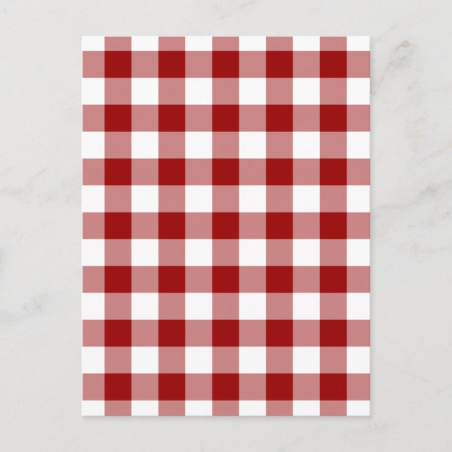 Cartão Postal Padrão de Gingham Vermelho e Branco (Frente)