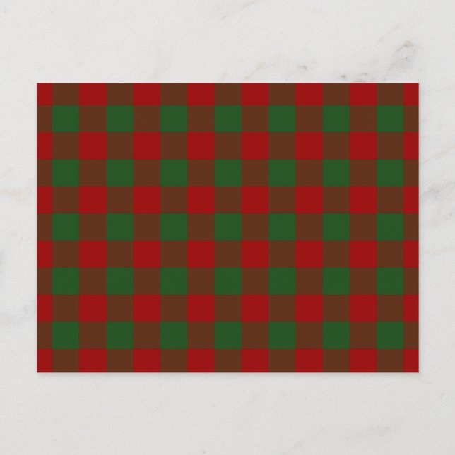 Cartão Postal Padrão de Gingham Vermelho e Verde (Frente)