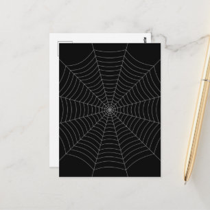 Cartão Postal Padrão de Halloween de teia de aranha cinza preto