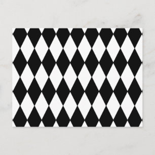 Cartão Postal Padrão de Harlequin branco preto