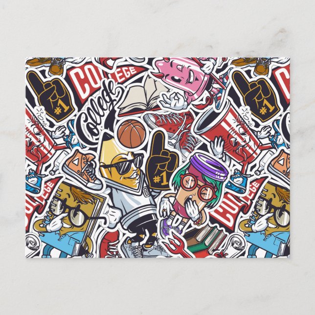 Cartão Postal Padrão de Histórias em quadrinhos da Faculdade (Frente)