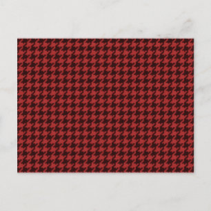 Cartão Postal Padrão de Houndstooth de Textura Vermelha e Preta