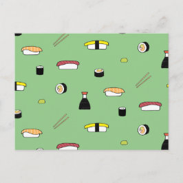 Cartão Postal Padrão de Ilustração de Tema de Sushi de Texto Per