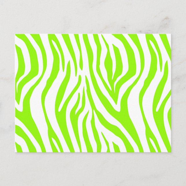 Cartão Postal Padrão de Impressão Animal de Zebra Verde Brilhant (Frente)