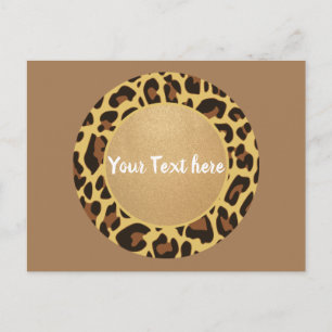Cartão Postal Padrão de Impressão Animal Leopardo Círculo Moda B