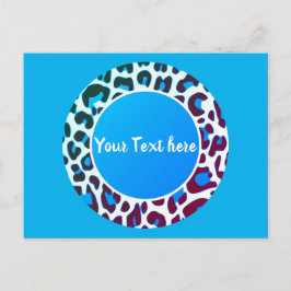 Cartão Postal Padrão de Impressão de Leopardo Azul Brilhante em 