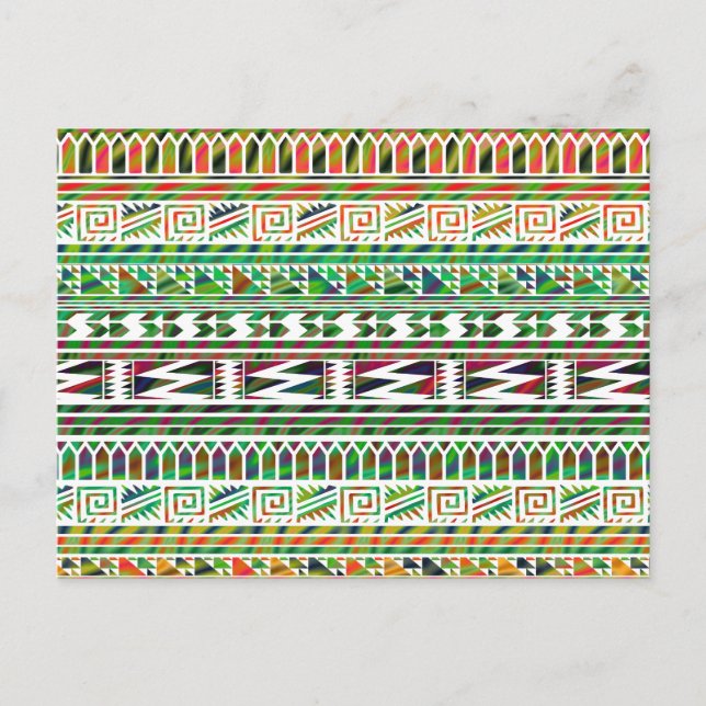 Cartão Postal Padrão de Impressão de Tribal Aztec Geométrico Mul (Frente)