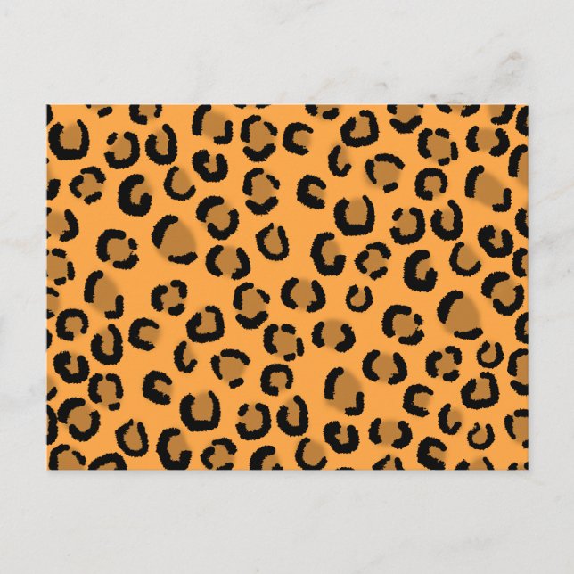 Cartão Postal Padrão de impressão do leopardo laranja, preto e c (Frente)