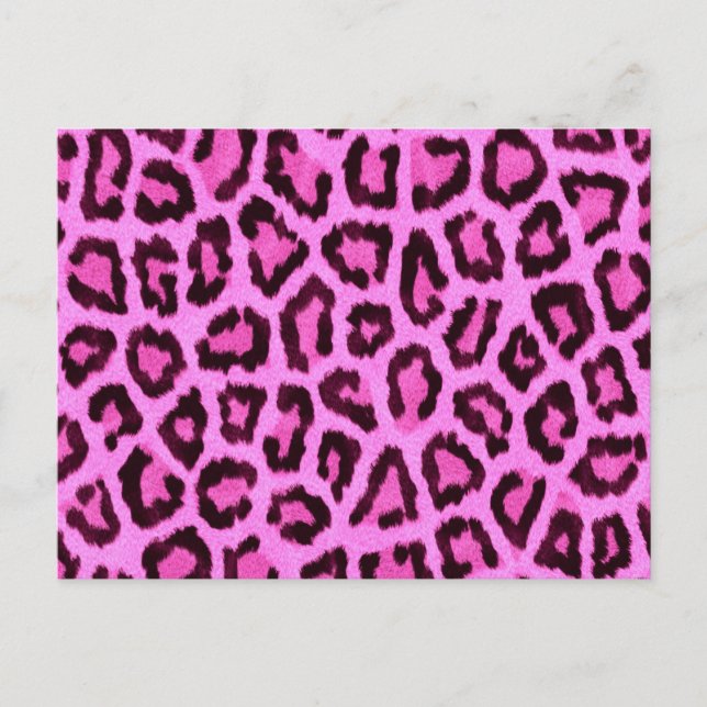 Cartão Postal Padrão de impressão rosa-leopardo (Frente)