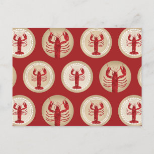 Cartão Postal Padrão de Lagosta Vermelha - Frutos do Mar Náuti