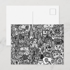 Cartão Postal Padrão de Lançamento Desenhado à Mão de Personagem